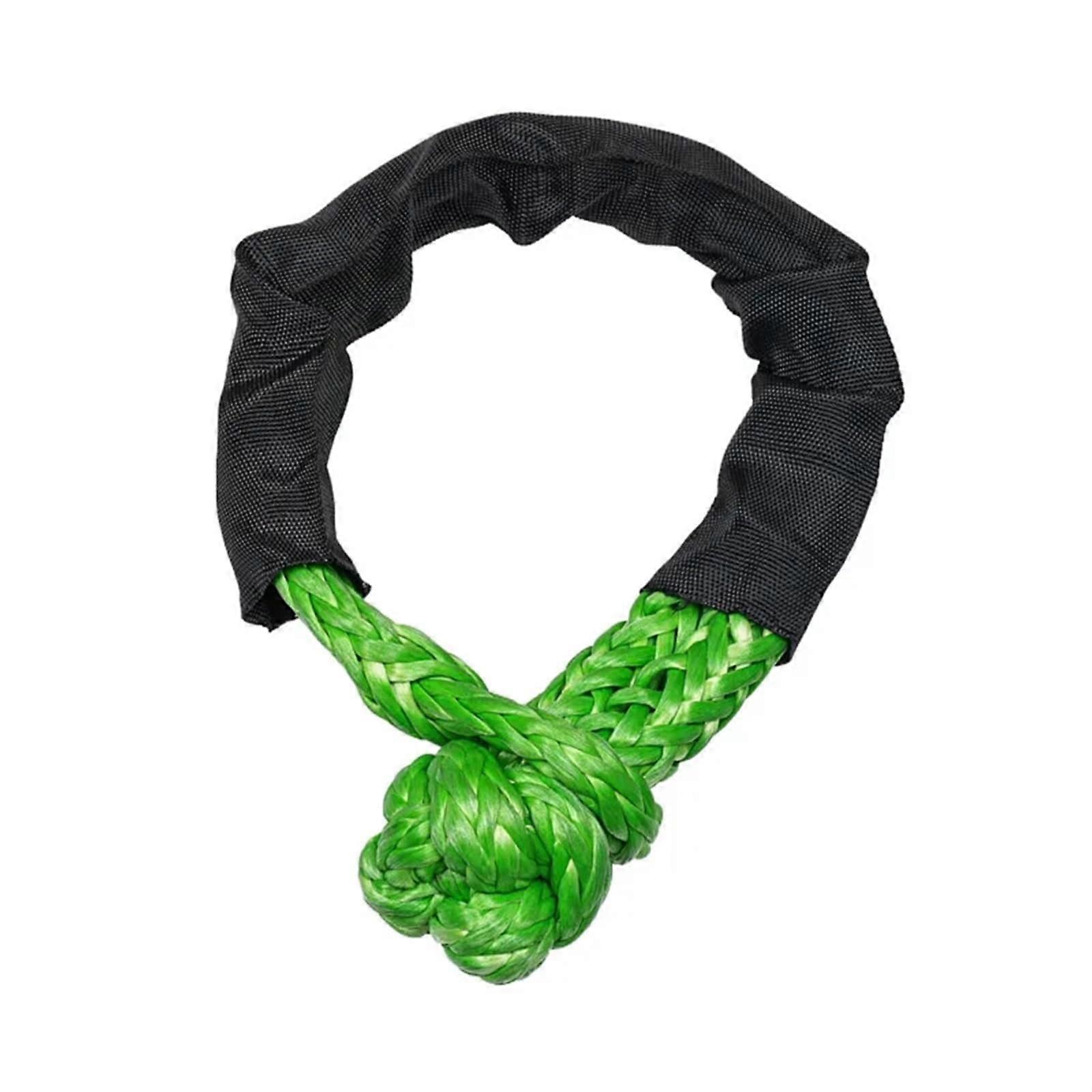 Robust Soft Synthetic Shackle Rope for Towing Winch Off-Road Recovery - Break-Resistant Green 8mm Size