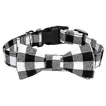 Pet Dog Cat Collar With Grid Bow Tiedetachable Bowtie Adjustable Plaid Dog Pet