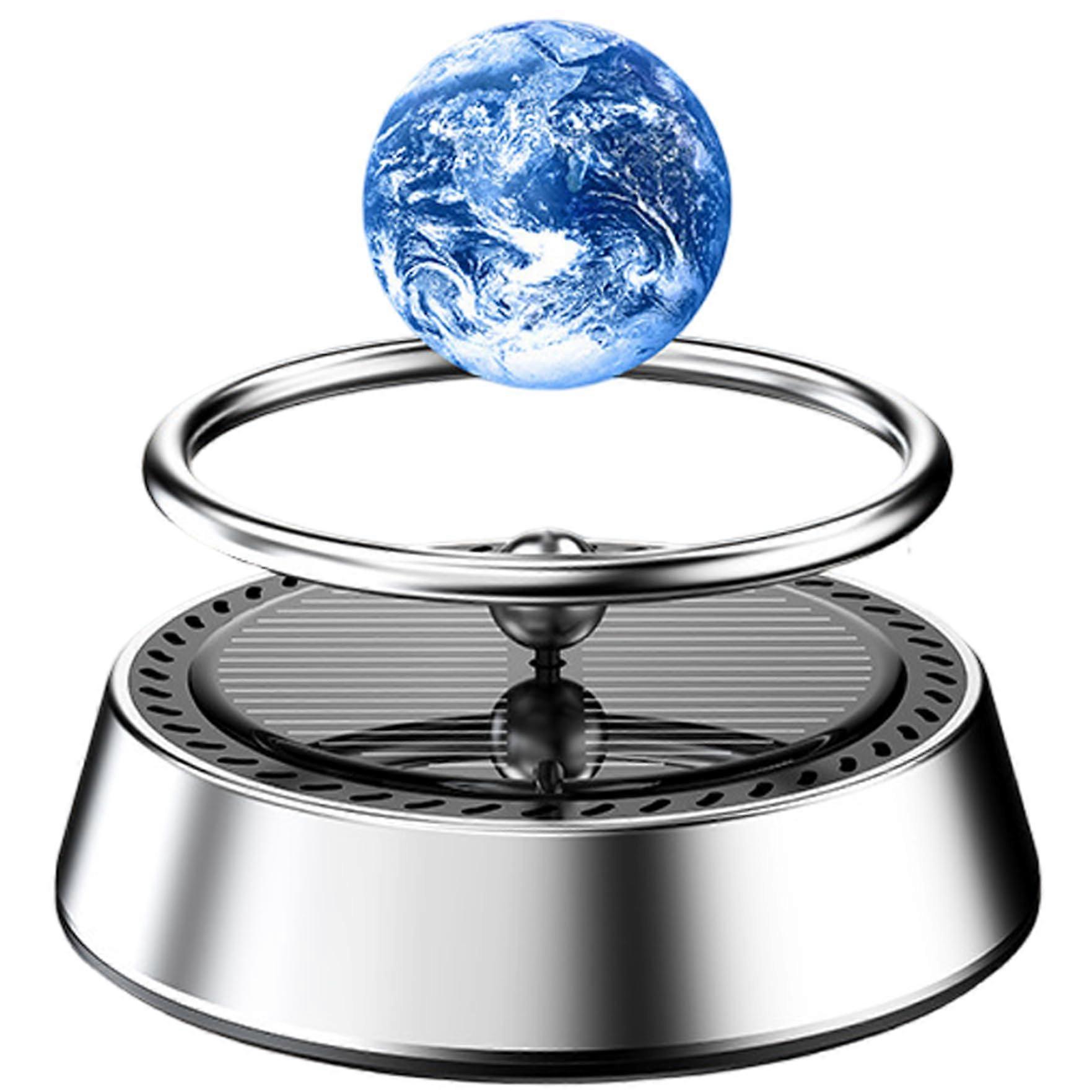 Car Perfume Air Freshener Solar-Powered 2-Mode Rotating Earth Ornament With Scented Tablets For Home Office