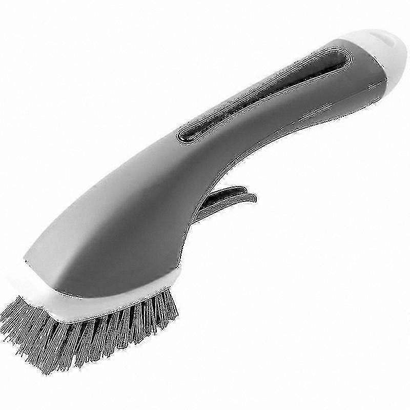 Scrub Brush for Kitchenware with Scraper and Comfort Grip Handle