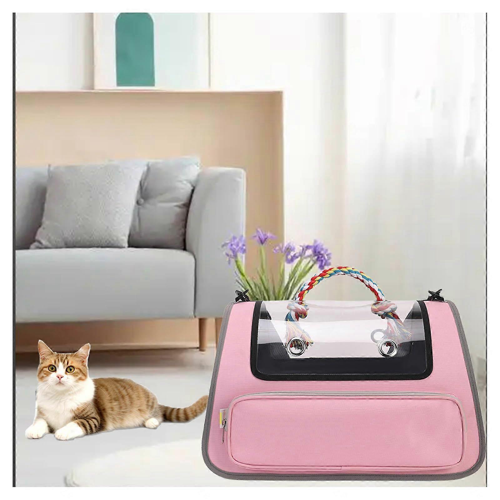 Soft Cat Carrier for Travel L17.7in x W11in x H11in, Pink Pet Travel Crate with Great Ventilation for Moving Cats