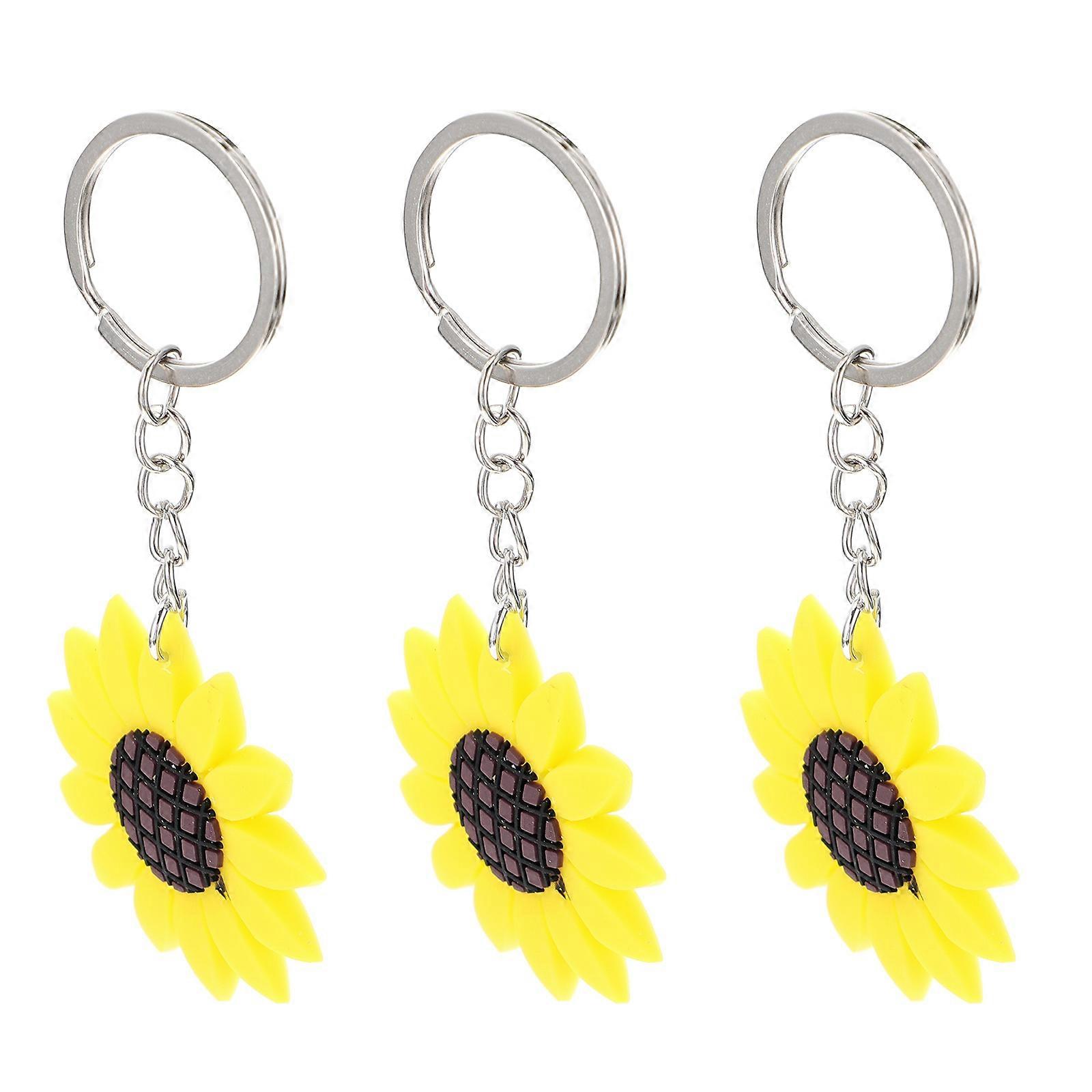 Soft Rubber and Alloy Sunflower Key Rings for Keys Assorted Key Decoration 12Pcs