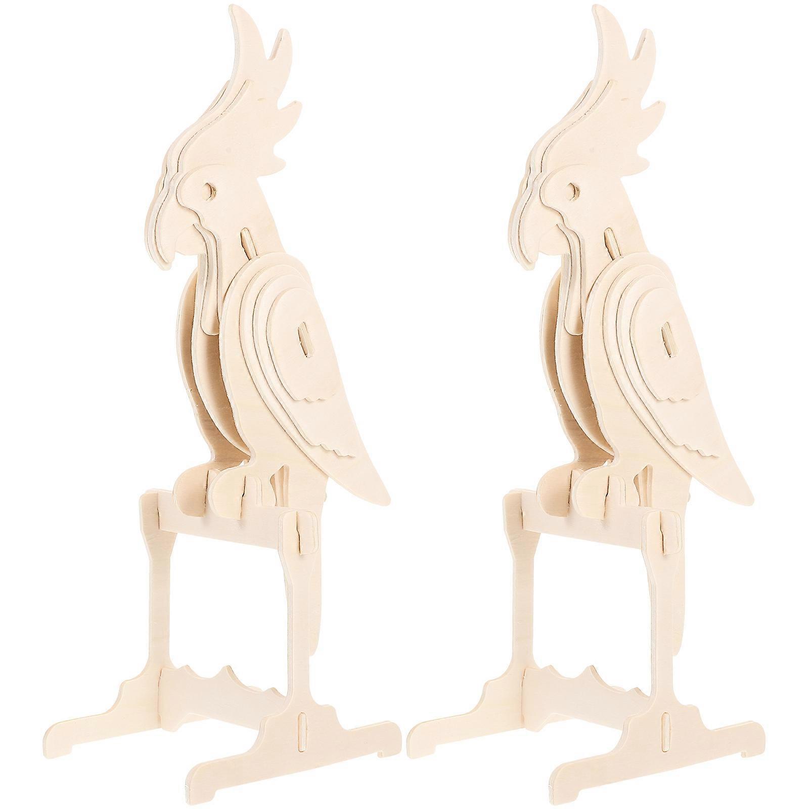 Interactive Teaser Toys Wooden Parrot Shape for Office Decoration Khaki Color Hand-Eye Coordination Training 2Pcs