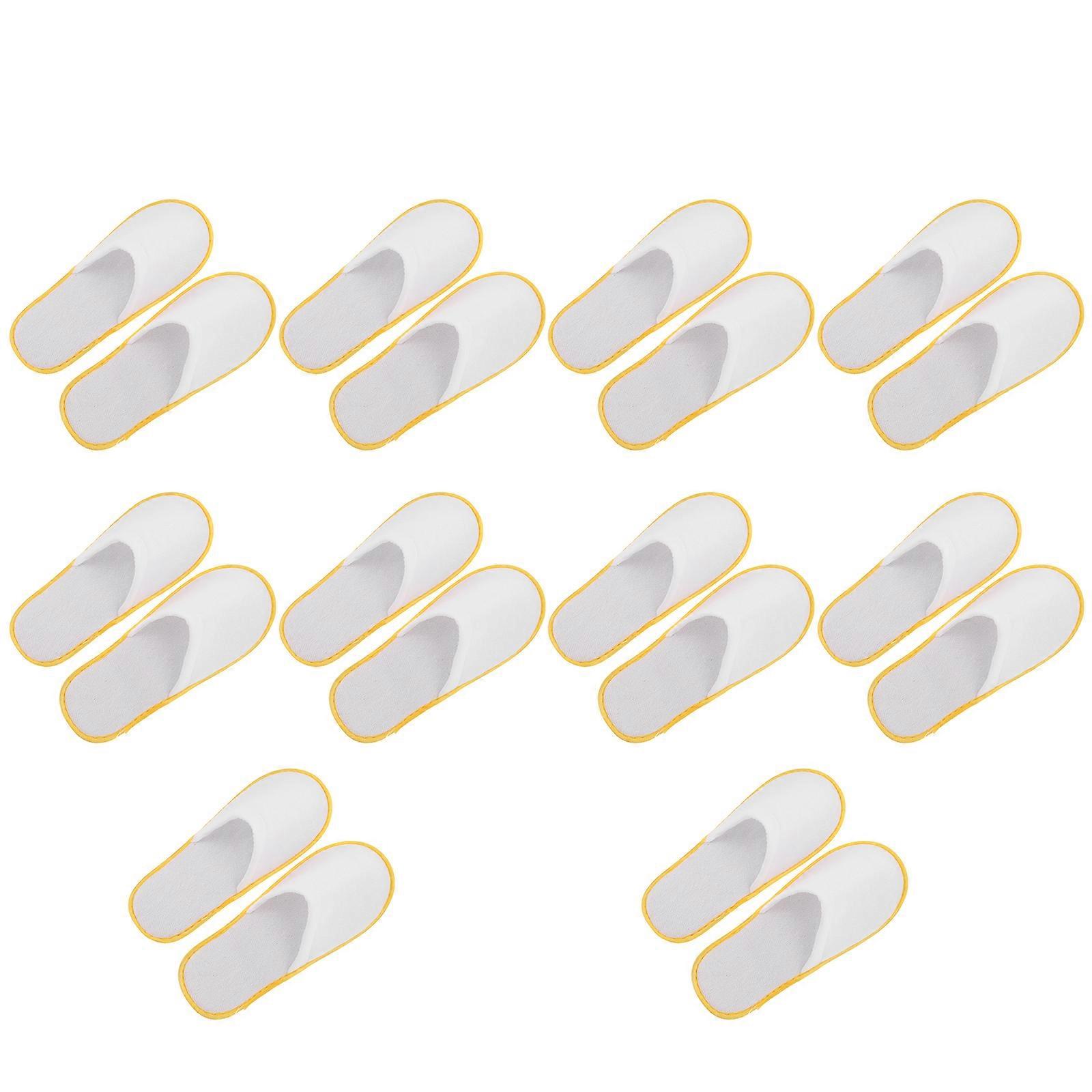 Plush Disposable Slippers for Hotel Use Yellow Color Guest Shoes Universal Size