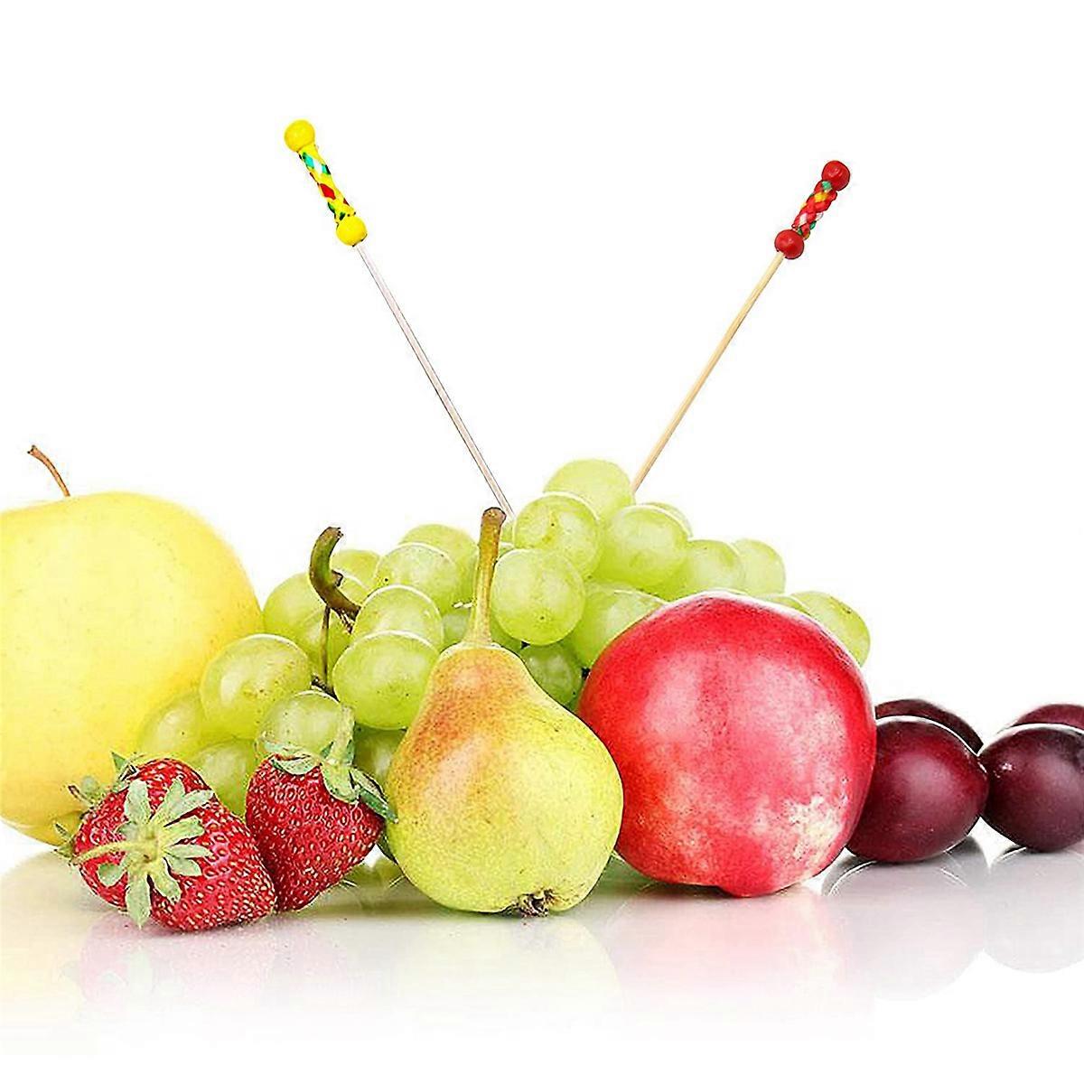 600Pcs Bamboo Fruit Sticks, Wooden Toothpicks for Party Tapas Sandwich Canapes Appetiser Fruit Skewe