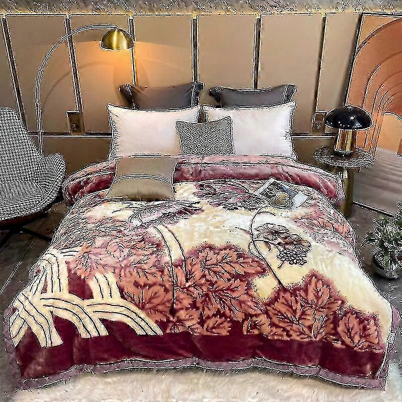 Warm Double Layer Raschel Coral Fleece Blanket Duvet for Winter
