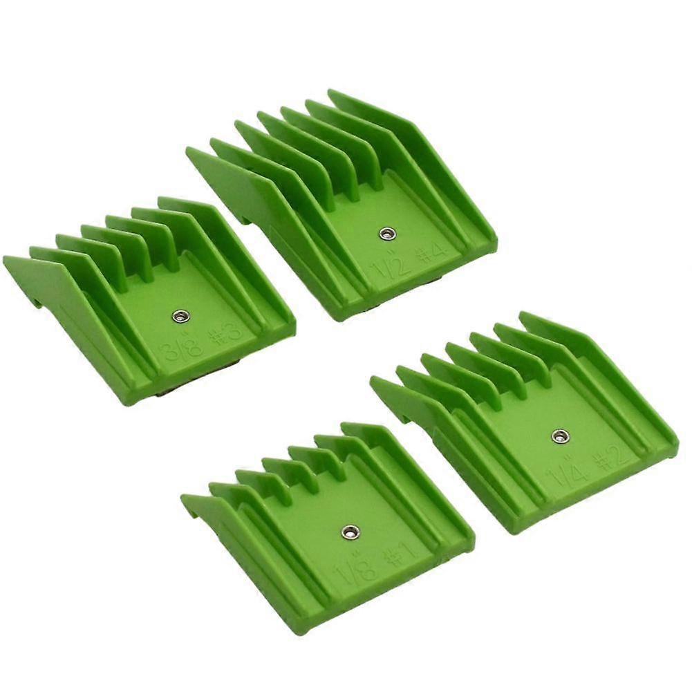4 Pieces Professional A5 Style Hair Clipper Attachment Guard Guide Cutting Combs Set Compatible Classic Green