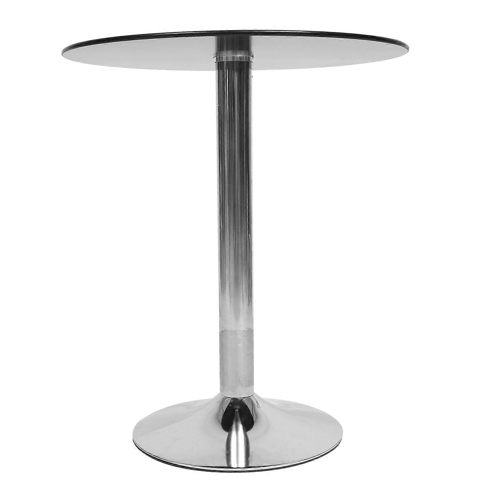 Black Small Coffee Table Round Shape Window Area Tempered Glass Stainless Steel Rustproof 1Pc