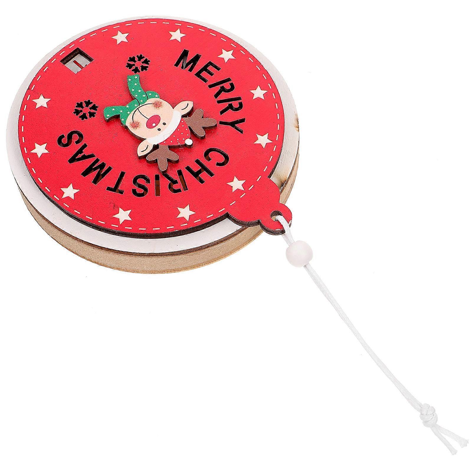 Christmas Wall Calendar Wooden Pendant for Decoration Red Xmas