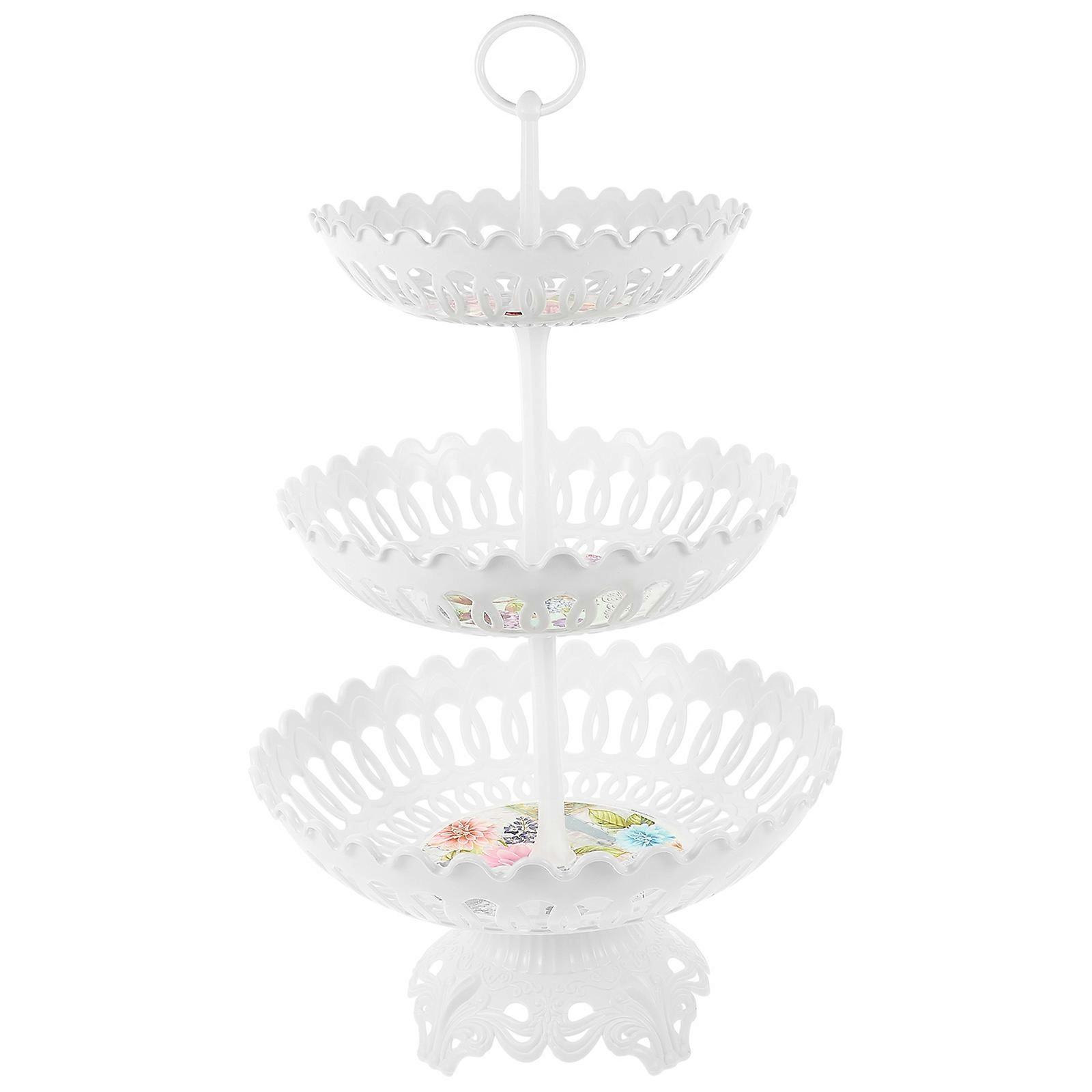 Fruits Tray Layered Fruit Plate for Storage Use 1Set White