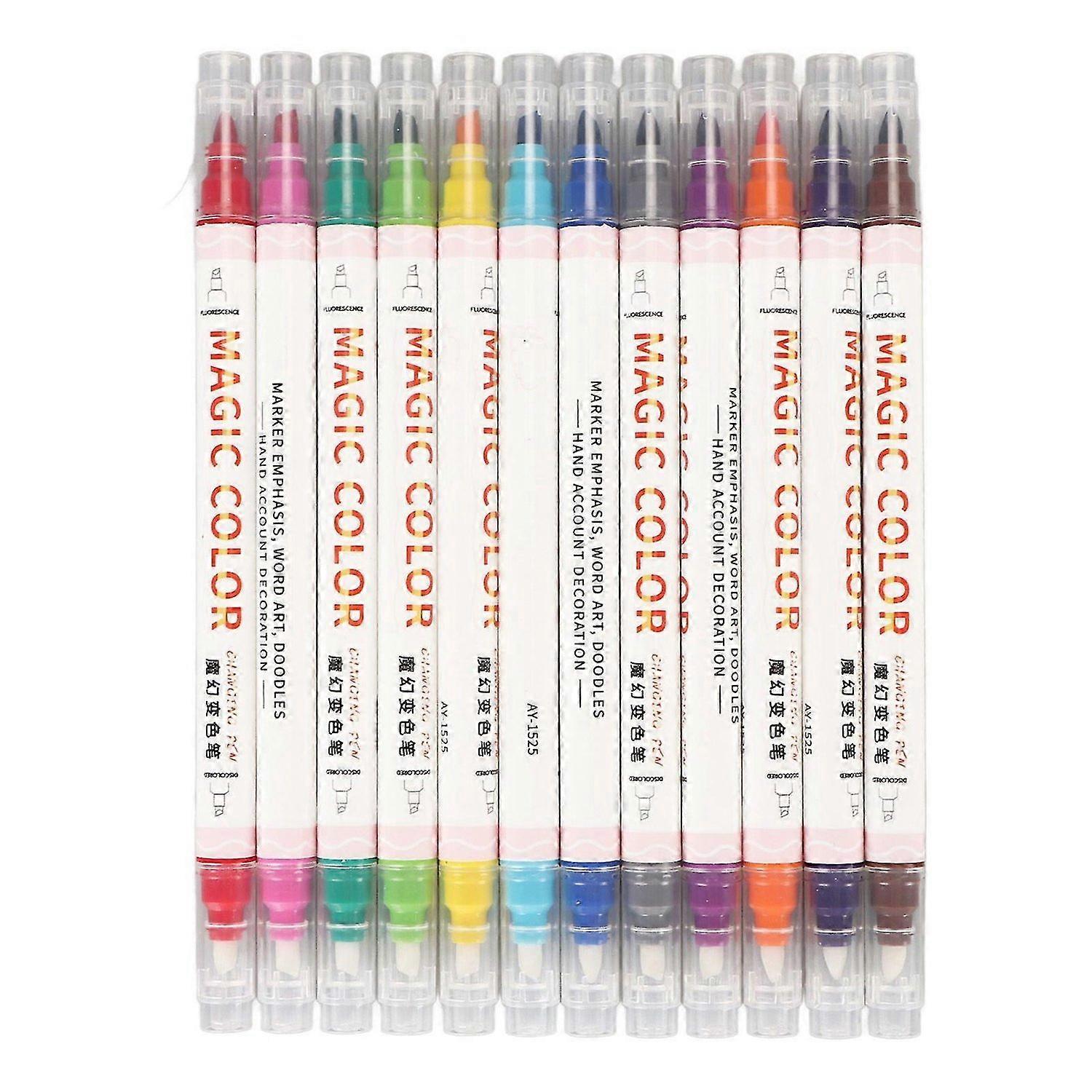 2025 أحدث طراز 12 لونا مزدوج طرف تغيير لون أقلام علامة تمييز