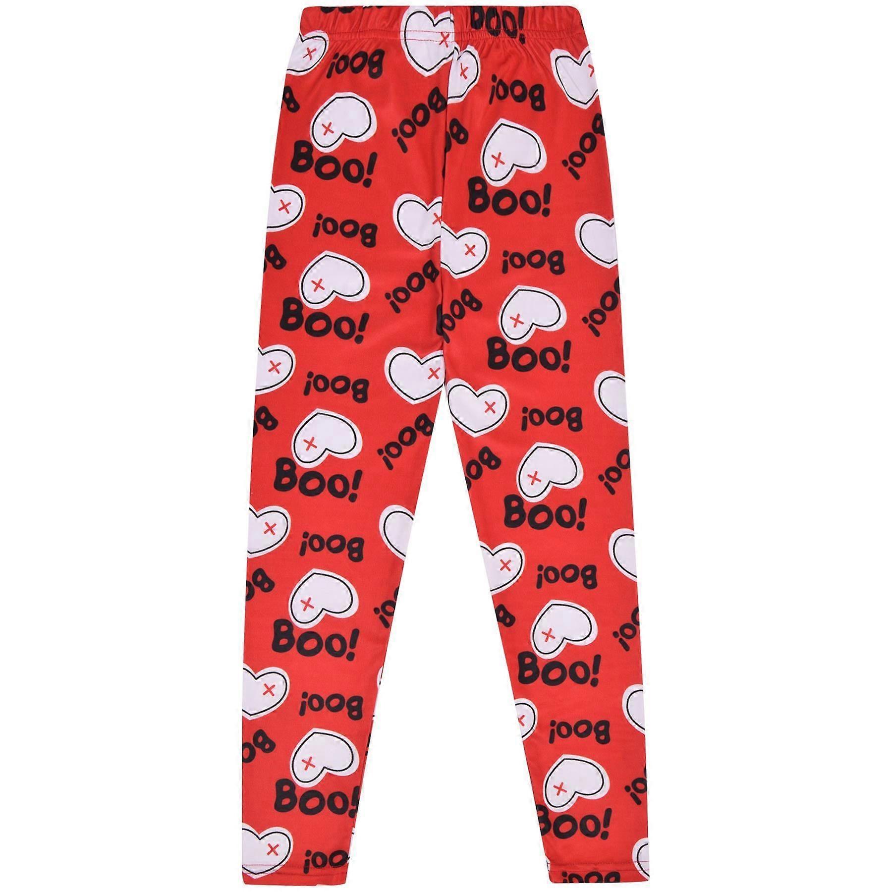 Girls Pumpkins & Spider Web & Skulls Print Soft Stretchy Halloween Leggings