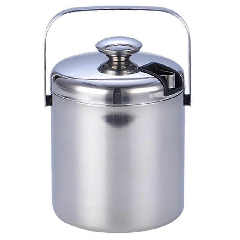 Double Layer Stainless Steel Ice Bucket Portable Champagne Bucket Thickened  Buckets & Tongs