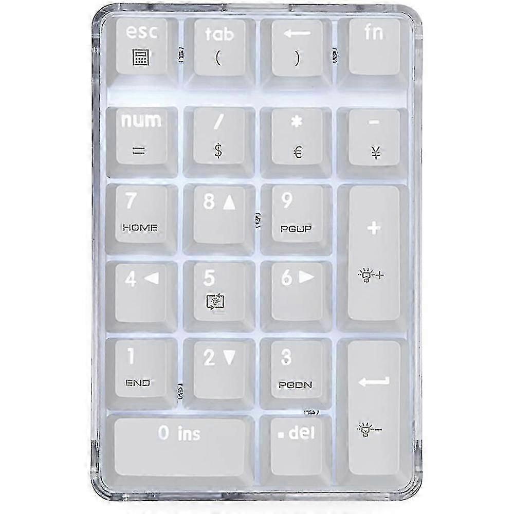 Mechanical Numeric Keypad Gateron Brown Switch Wired Gaming Keypad Crystal Case White Backlit 21 Ke