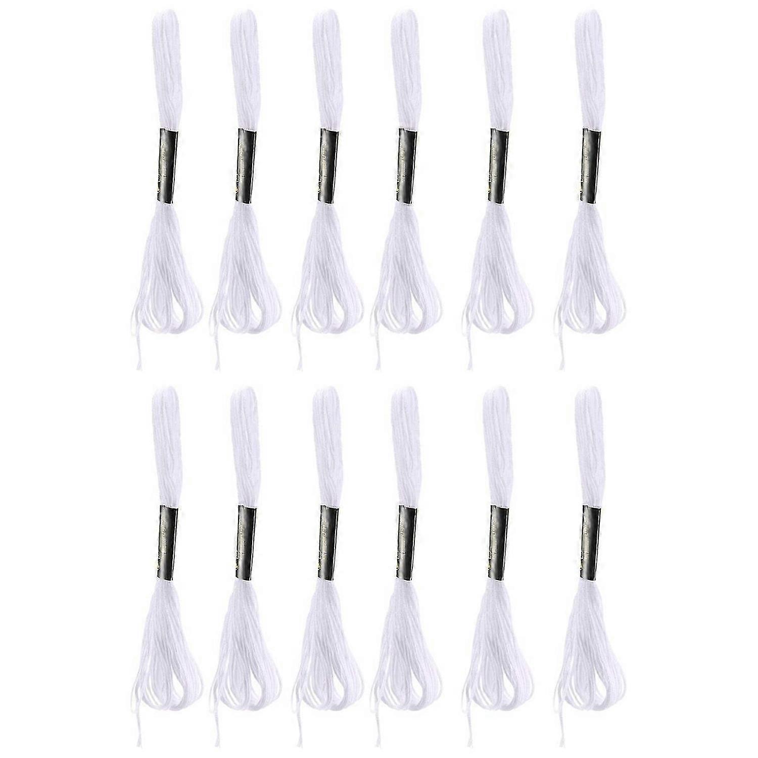 12x hvit ankernål bomullsbroderitrådgarn