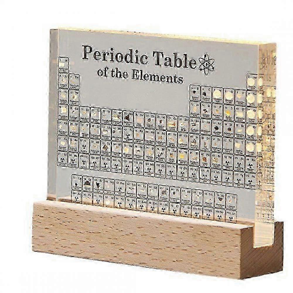 Periodic Table with 83 Real Elements, USB Light Base, Classroom Science Gift