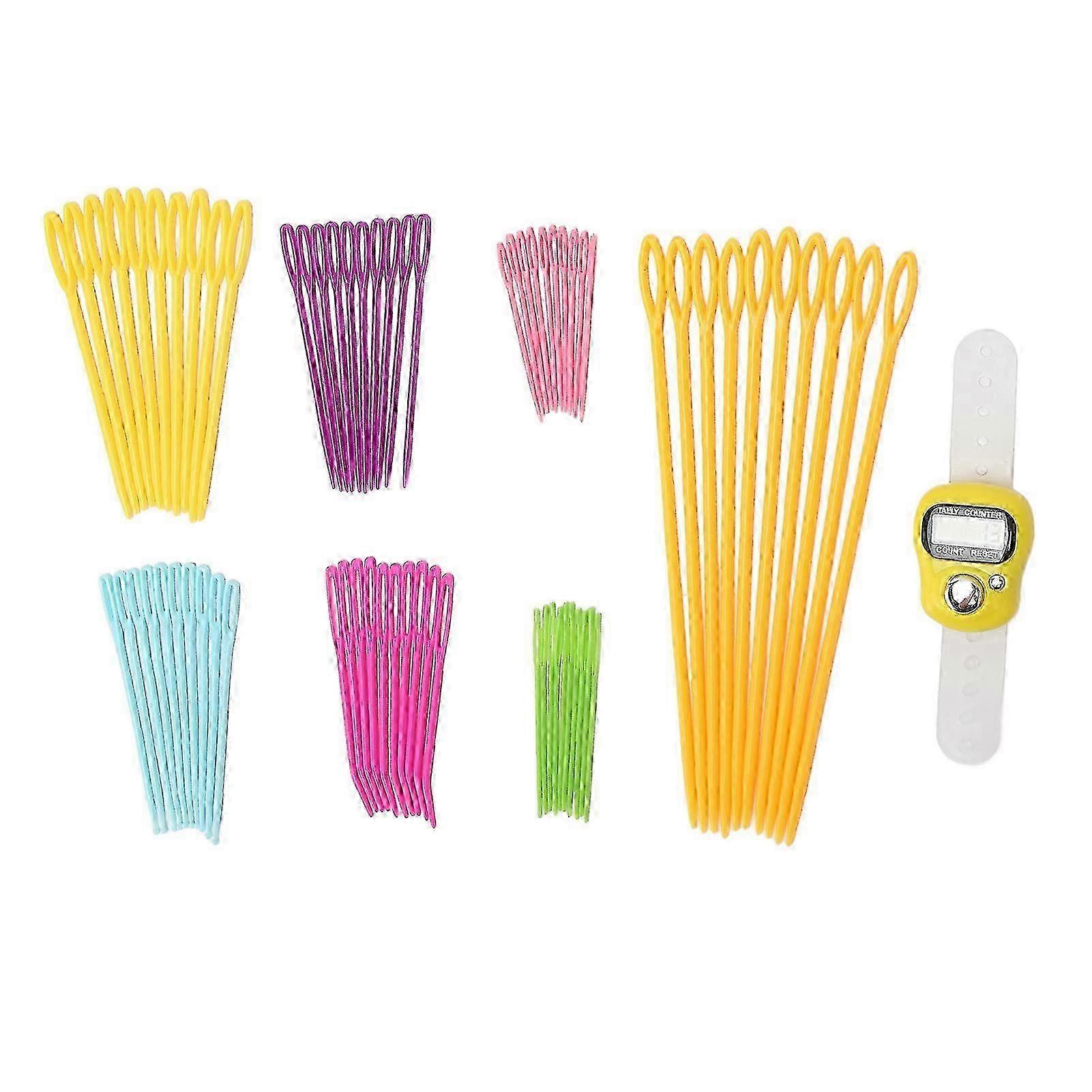 70pcs Large Eye Needles Set with Finger Counter Colorful Portable Crochet Row Counter for DIY Craft 2025