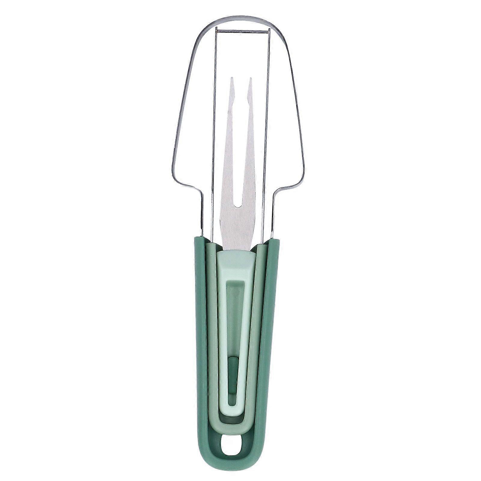 3 in 1 Watermelon Cutter Stainless Steel Fruit Fork Cutting Tool Watermelon Quick Slicing for Home Party Camping Green