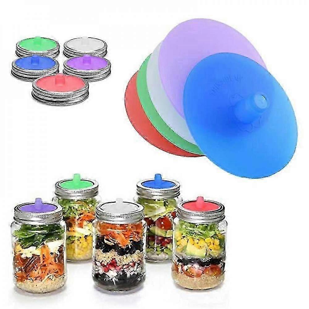 5-Piece Mason Jar Fermentation Kit with Waterless Airlock Lids - Includes Silicone Seals for Pickling
