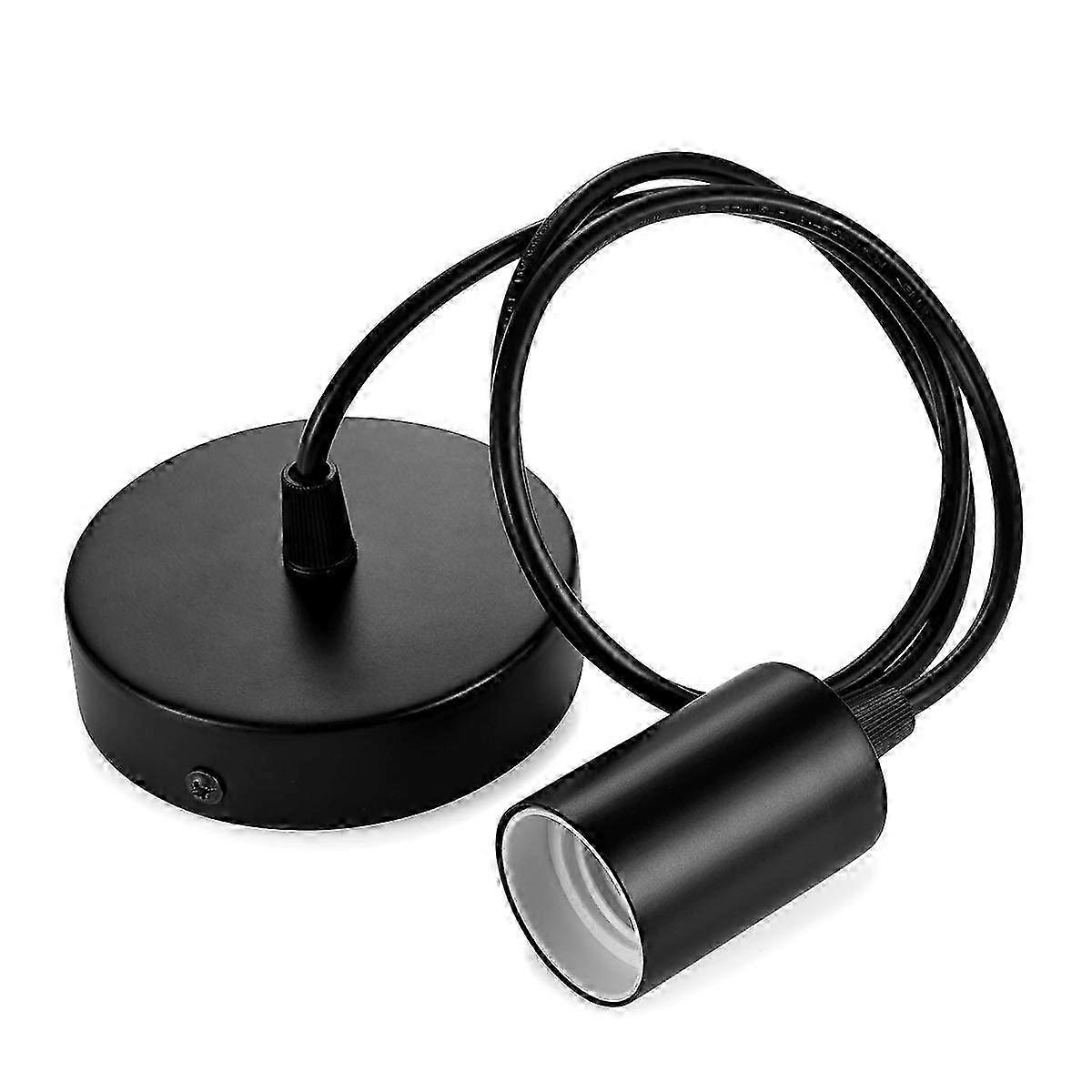 Modern Black Metal Pendant Light with E27 Socket 100CM Ceiling Hanging Cable