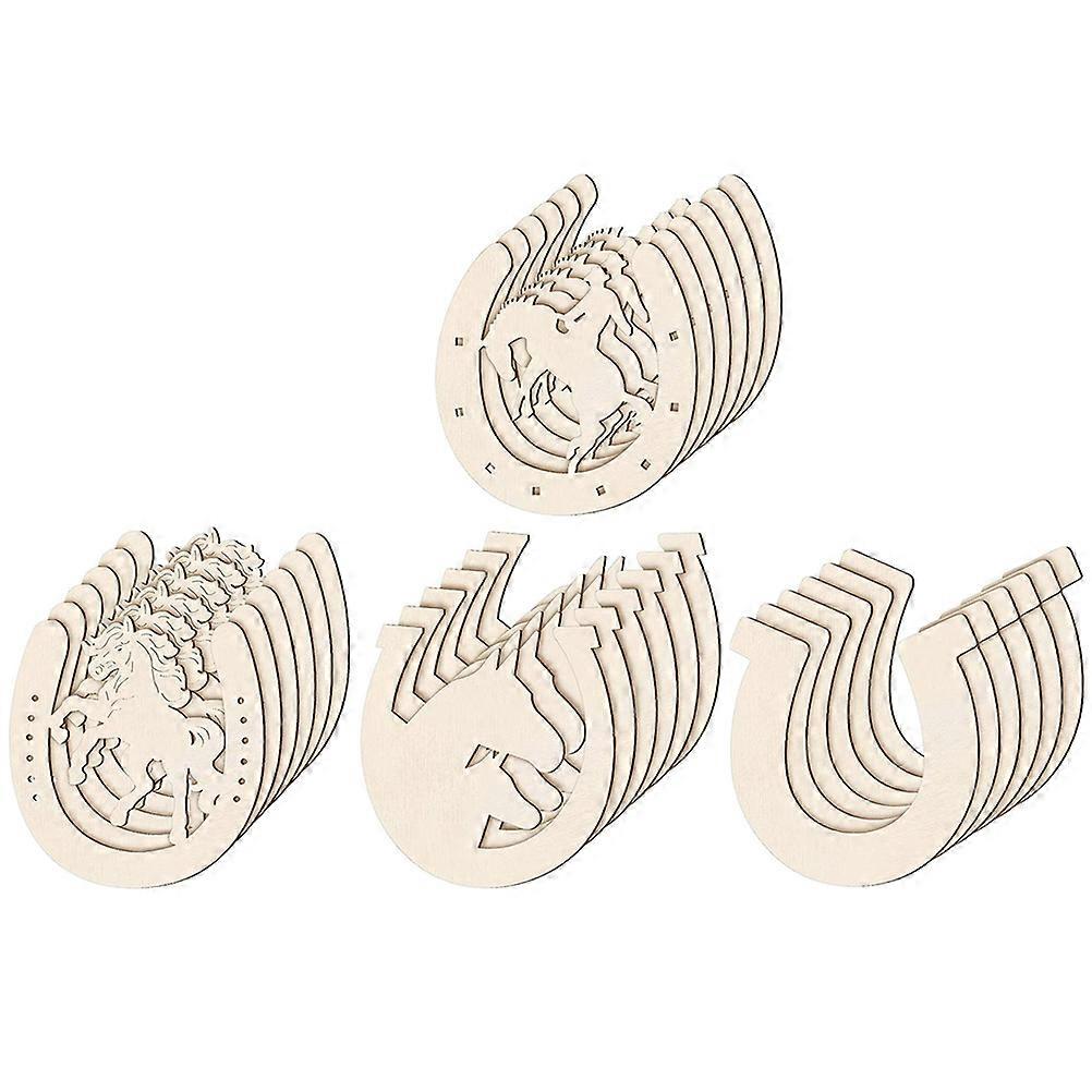 Wooden Horseshoe-Shaped Key Decors for Handicraft 48Pcs Multipurpose