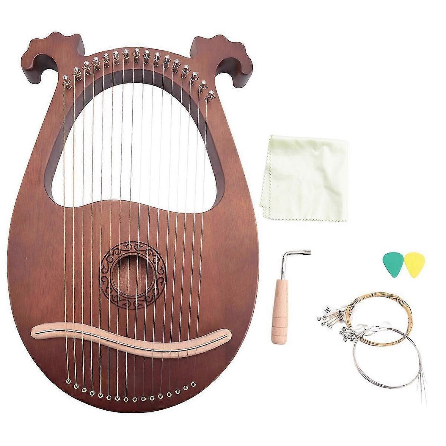 Lyre Harp, 16 String Mahogany Body String Instrument Body Instrument with Tuning Wrench and Spare St