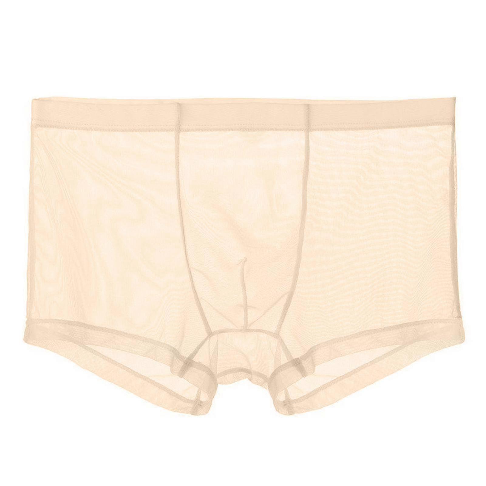 Men Underpants Breathable Solid Color Lint Free Friendly to Skin Elastic Waist Inside Wearing Polyester Quick Dry Mesh Men Boxers Underpants Gift