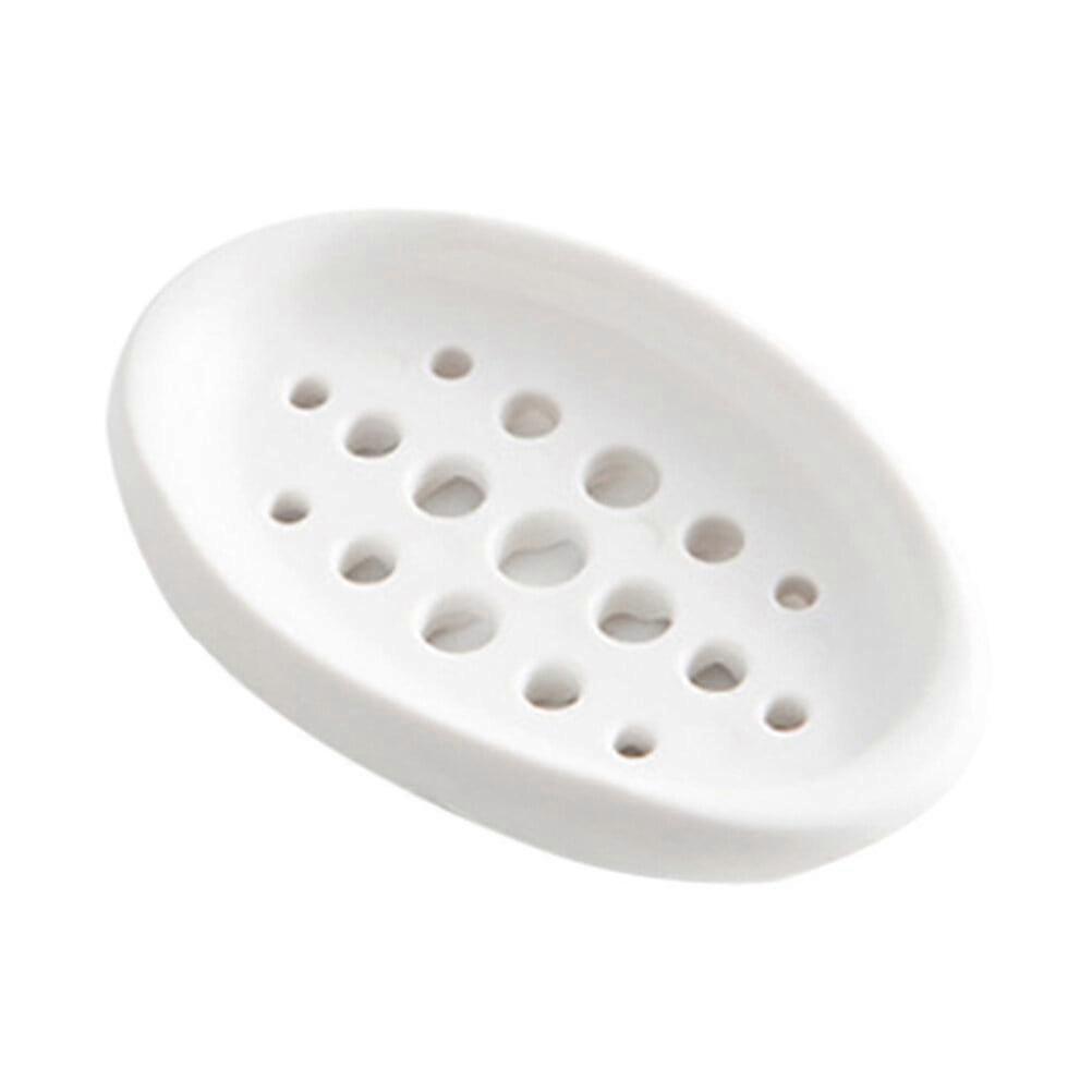Creative Oval Shape Soap Dish Tray Drain Silicone Soap Box for Shower Bathroom Kitchen
