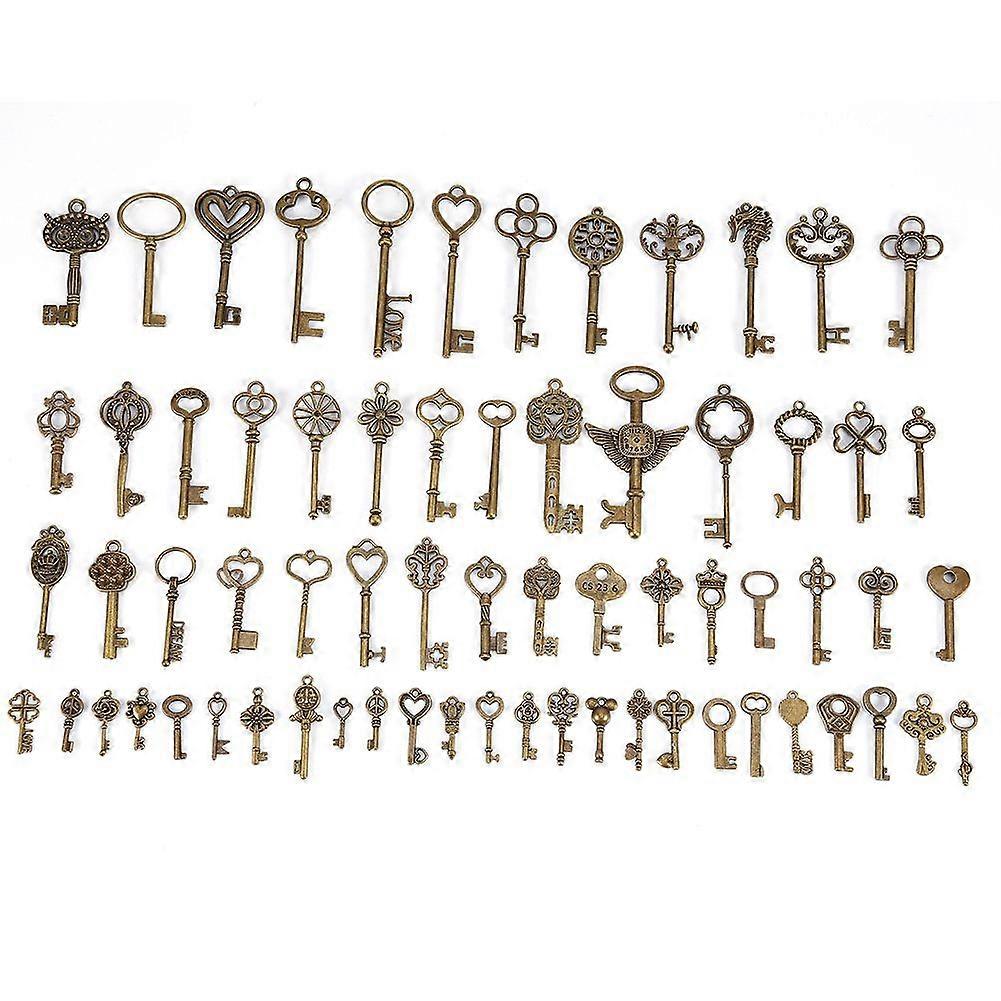 69pcs Assorted Antique Vintage Bronze Skeleton Keys Fancy Heart Bow Jewelry