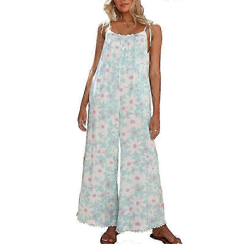 Jumpsuits For Women Loose Casual Sleeveless Adjustable Strap Stretchy Wide Leg Rompers With Pockets