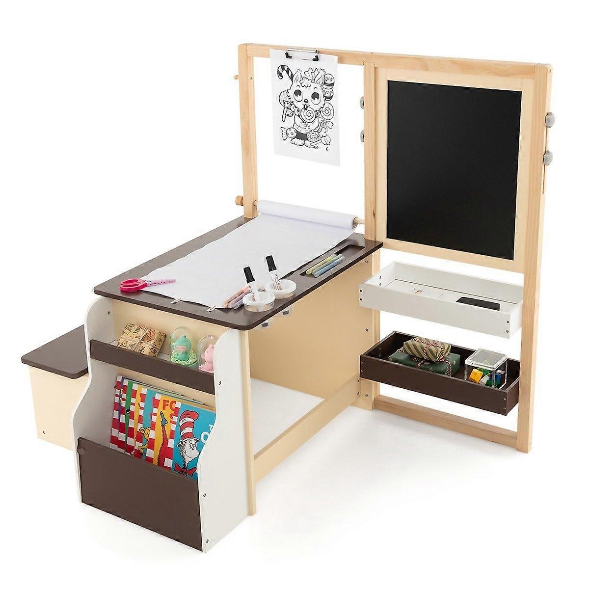 Children's Art Easel Set with Blackboard and Chalkboard