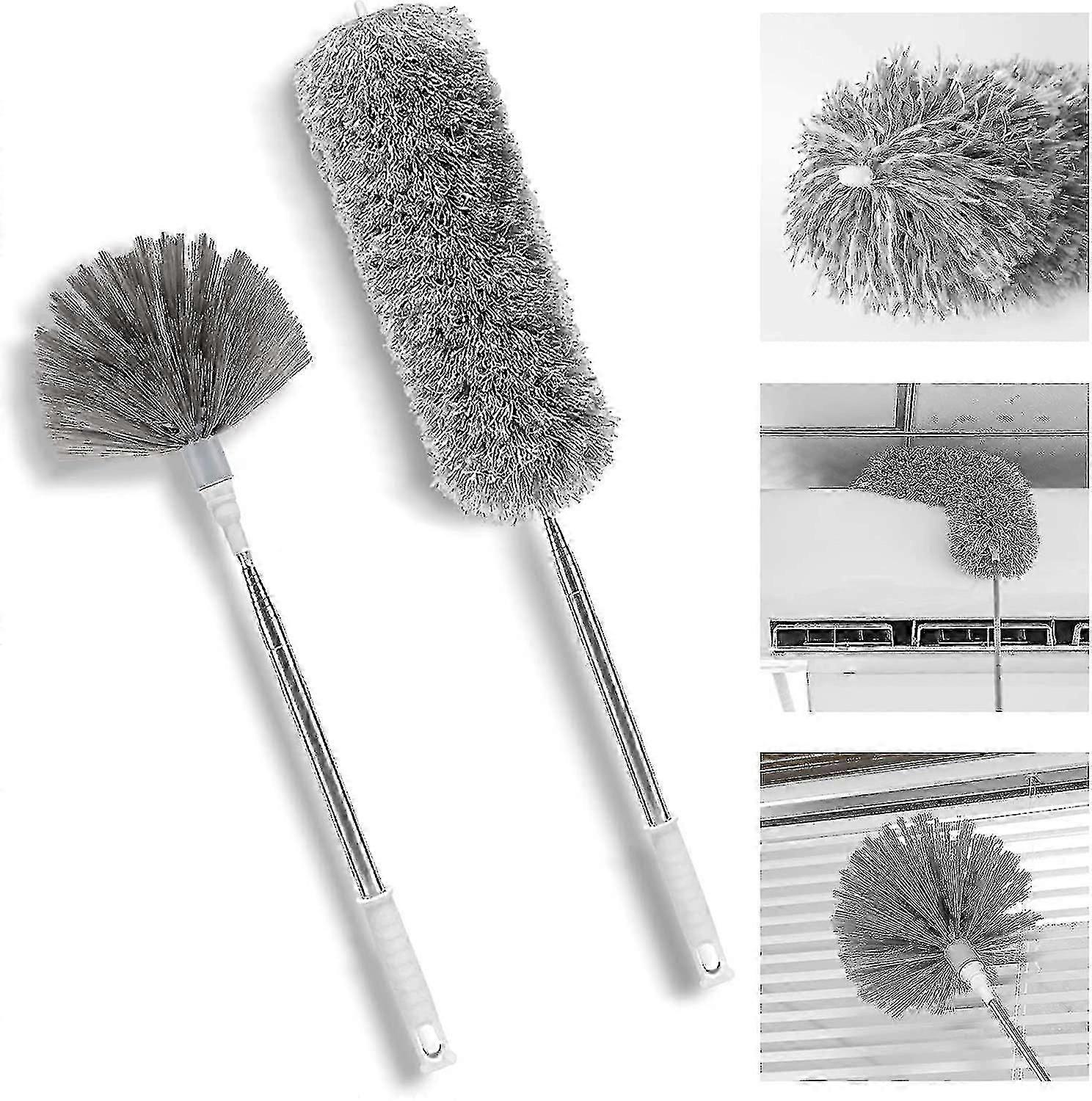 Telescoping Dome Corner Duster with Bendable Microfiber Head for Cleaning High Ceilings and Fans