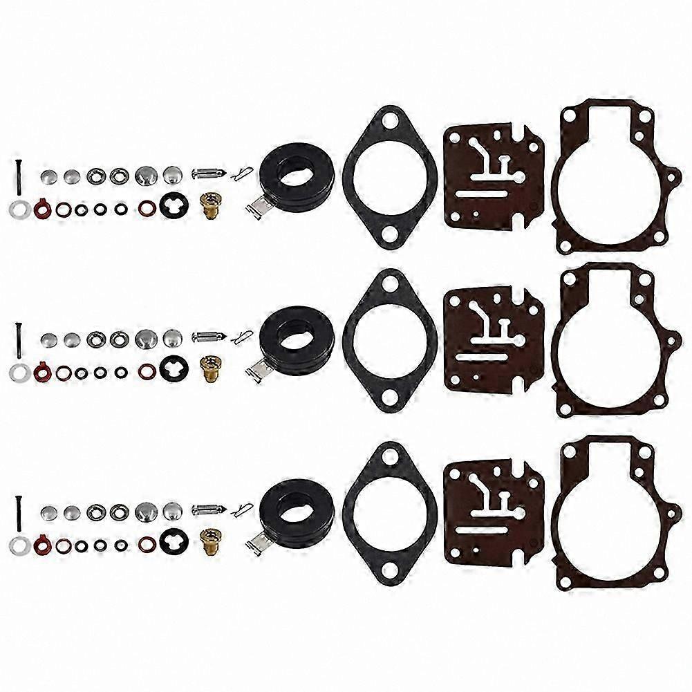 3-Pack Carburetor Rebuild Kit with Float for 65-75Outboard Engines Compatible with 396701 Models