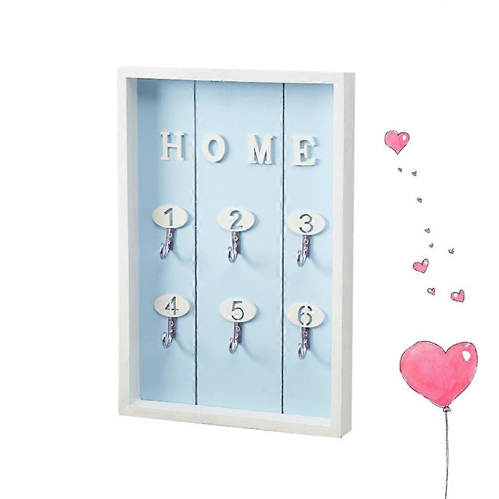 Wall Mounted Key Holder Wooden for Key Storage Blue