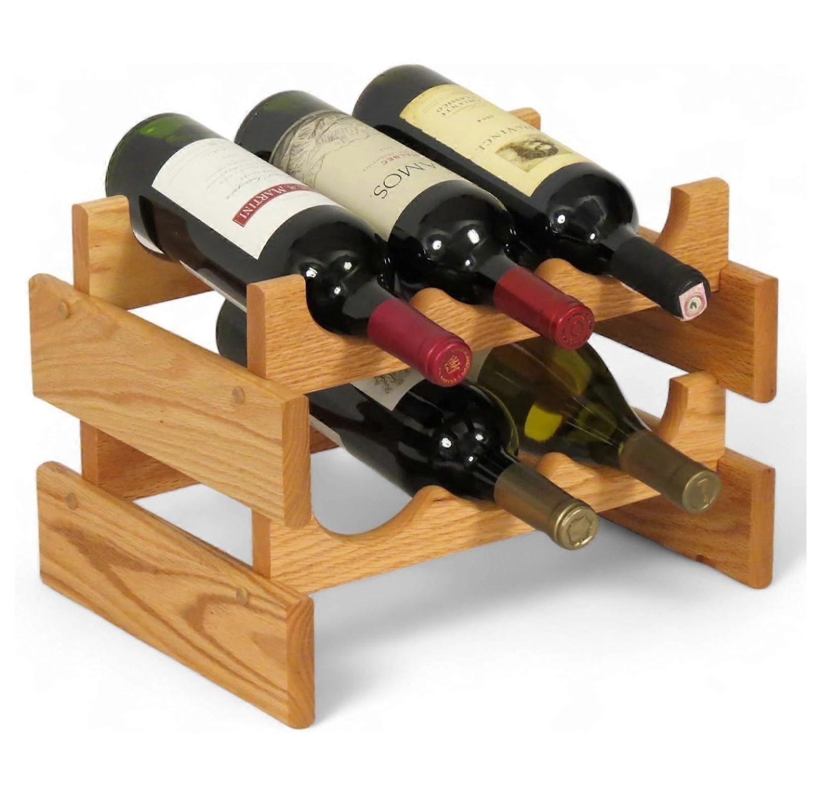 6 Bottle Dakota Wine Rack, Light Oak