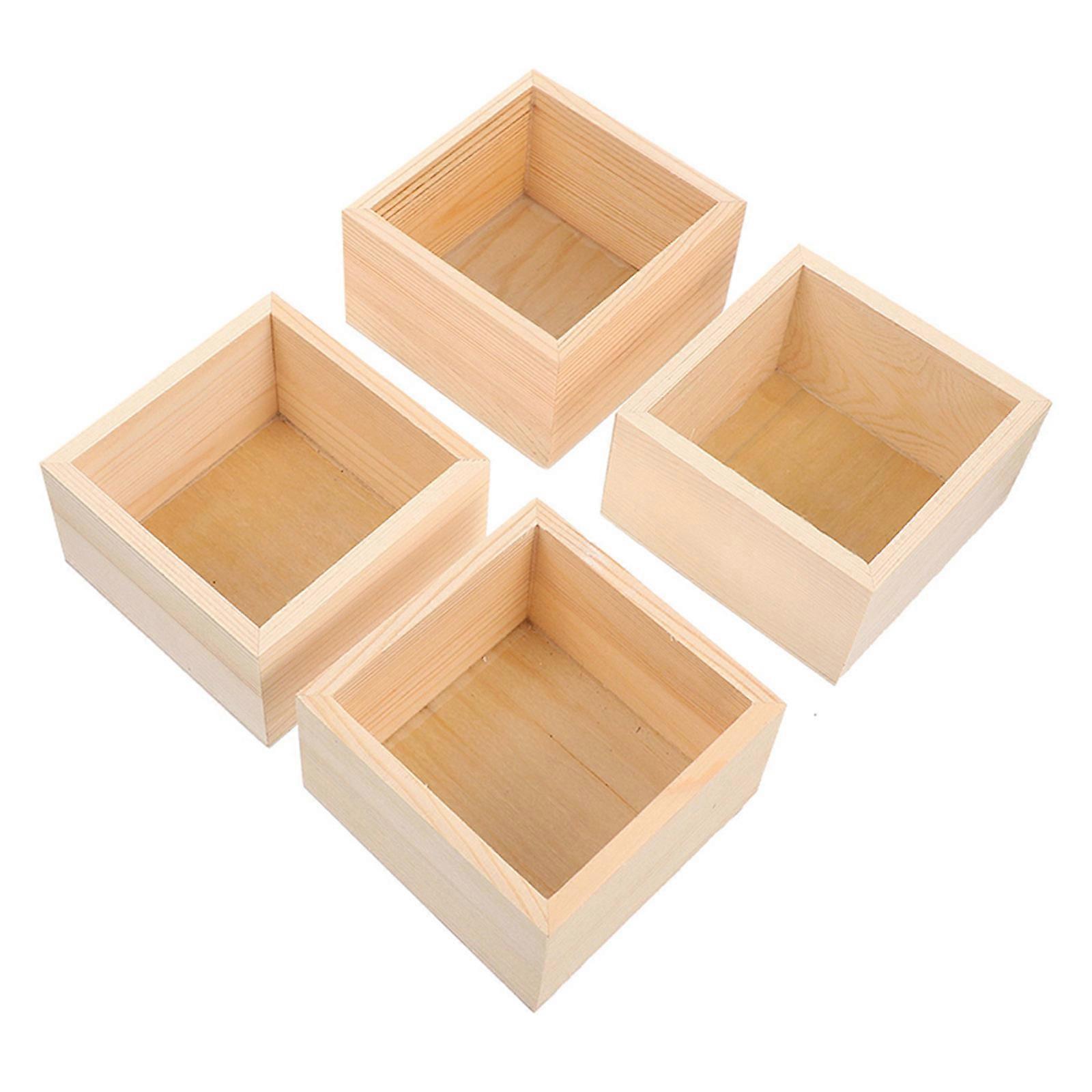 Simple Wooden Boxes 12 Pcs Lidless Wooden Boxes Suitable For Gift Giving Sundries 3.1×3.1×4.7IN Design