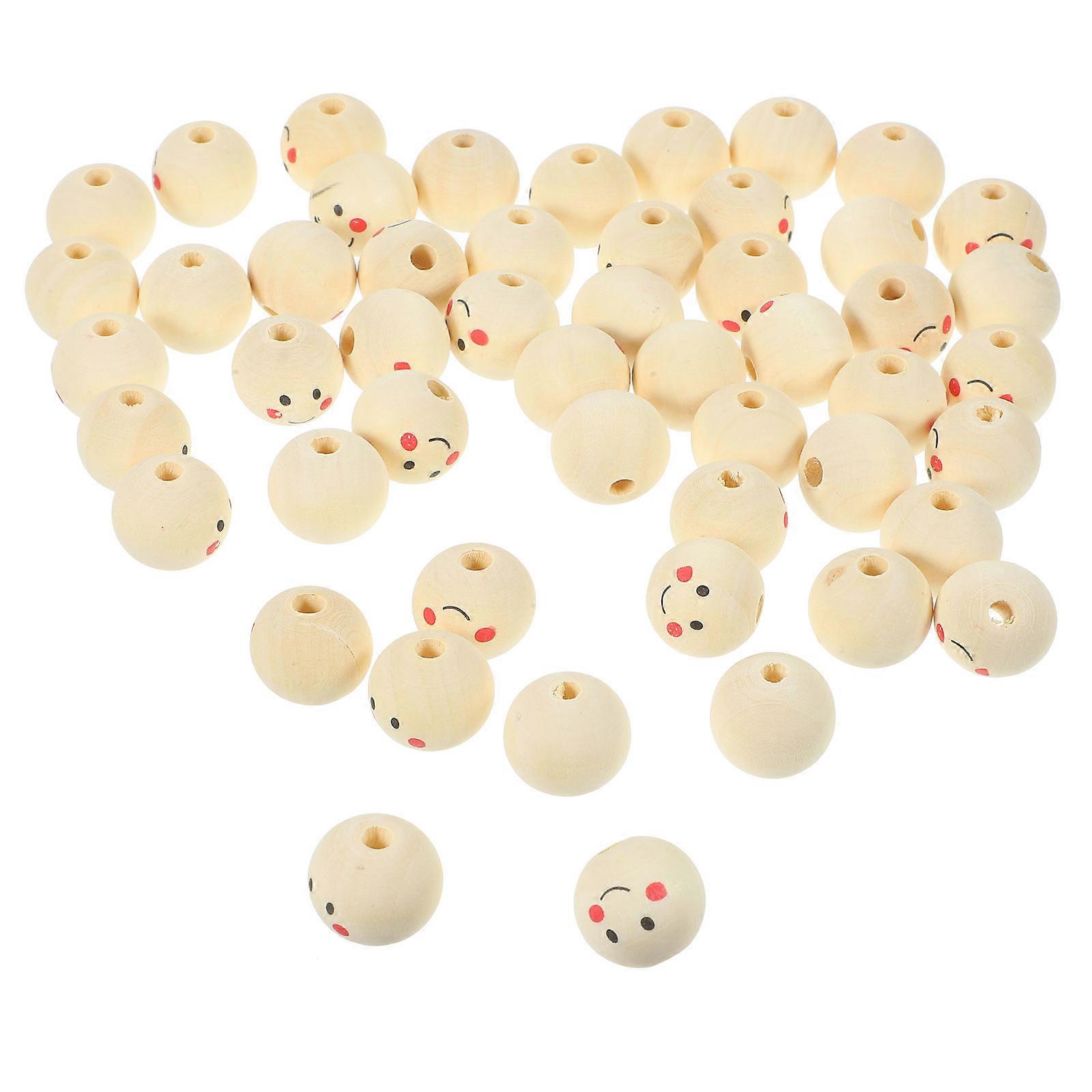 Wooden Beads Smile Face for Craft Projects 250Pcs Durable Wooden Beads