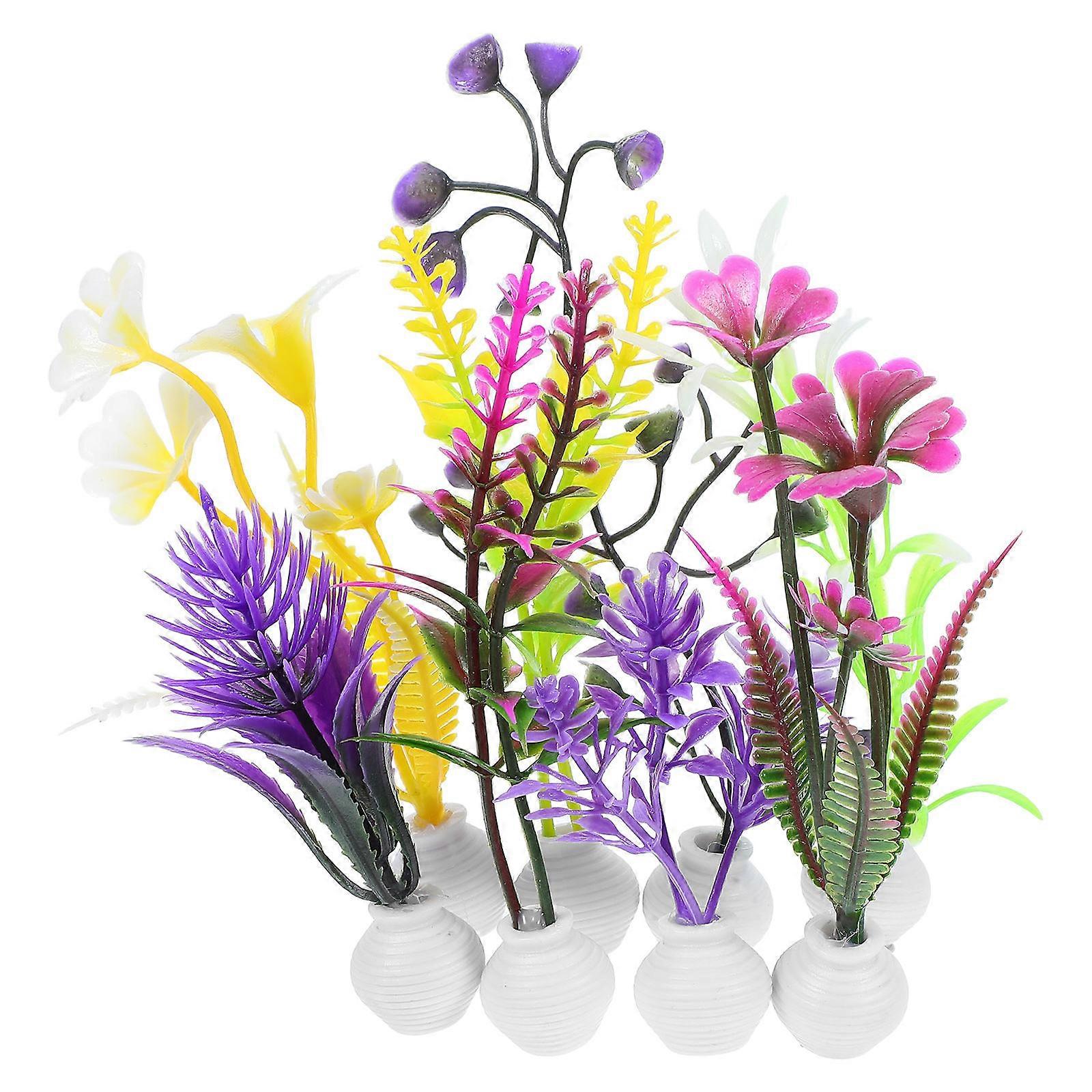 Artificial Aquarium Grass Terrarium Plants for Decor 24Pcs Micro Landscape