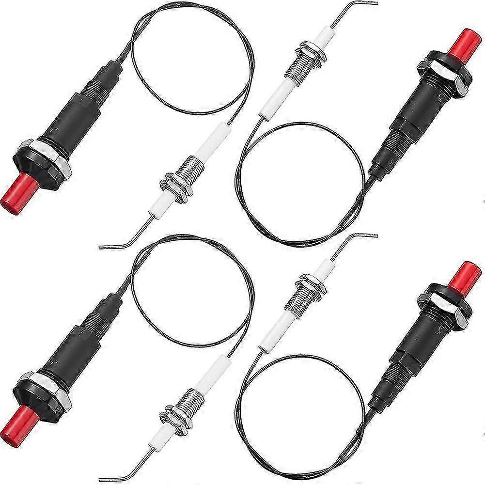 4 Pieces Propane Push-Type Piezo Igniter Kit with Threaded Ceramic Electrode Ignition Plug Wire 30