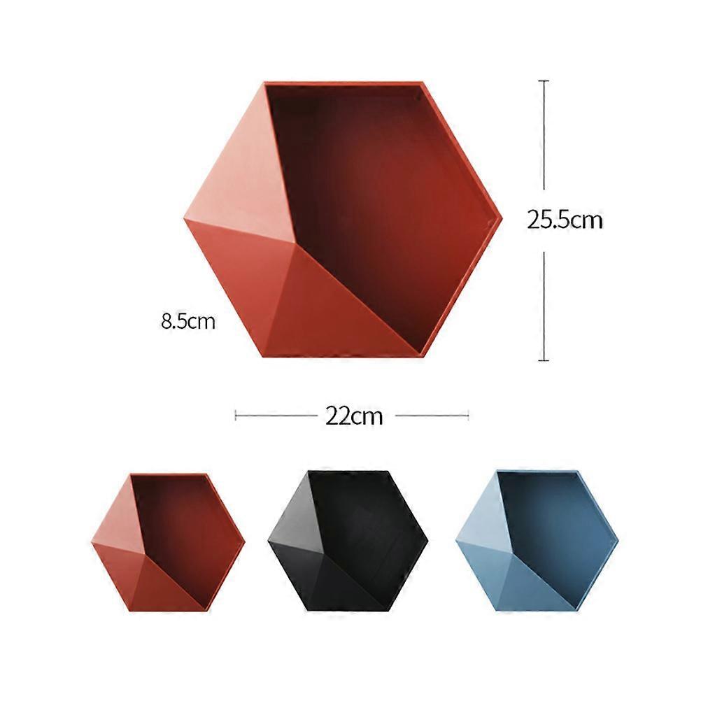 Geometric Wall Organizer Hexagon Storage Rack for 2Pcs Black Sets