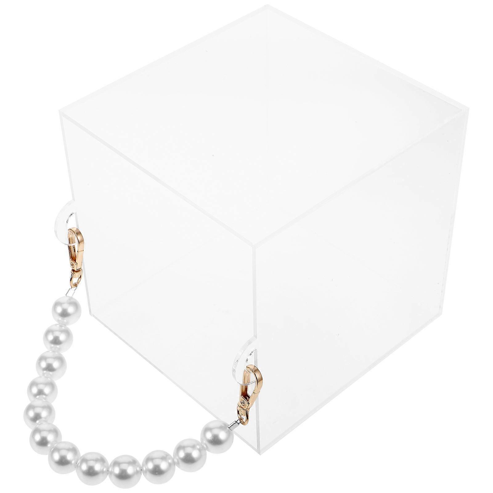 Clear Candy Containers for Storage 2Pcs with Pearl Handle Transparent Boxes