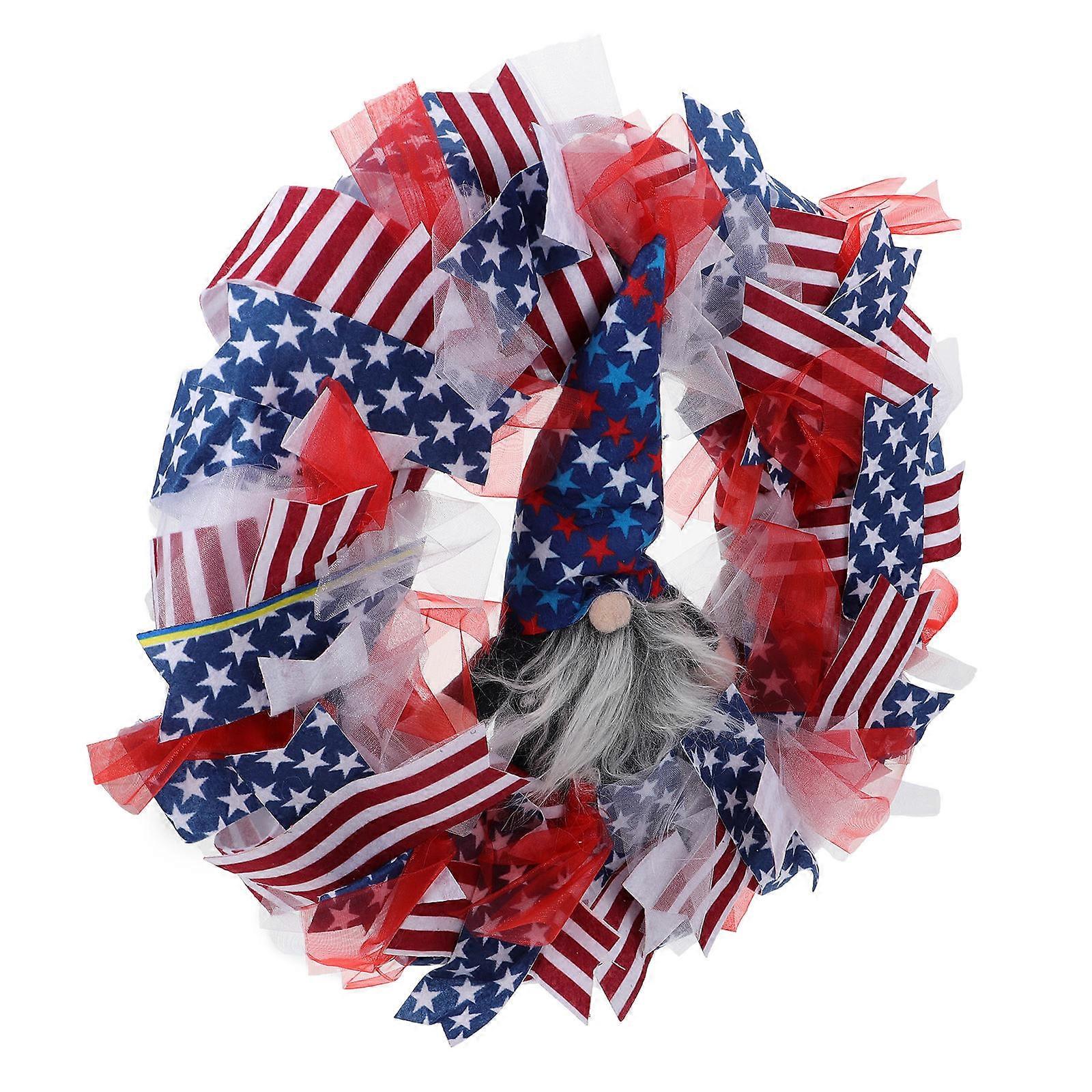 Gnome Doll Wreath for Independence Day Decor 2Pcs Set