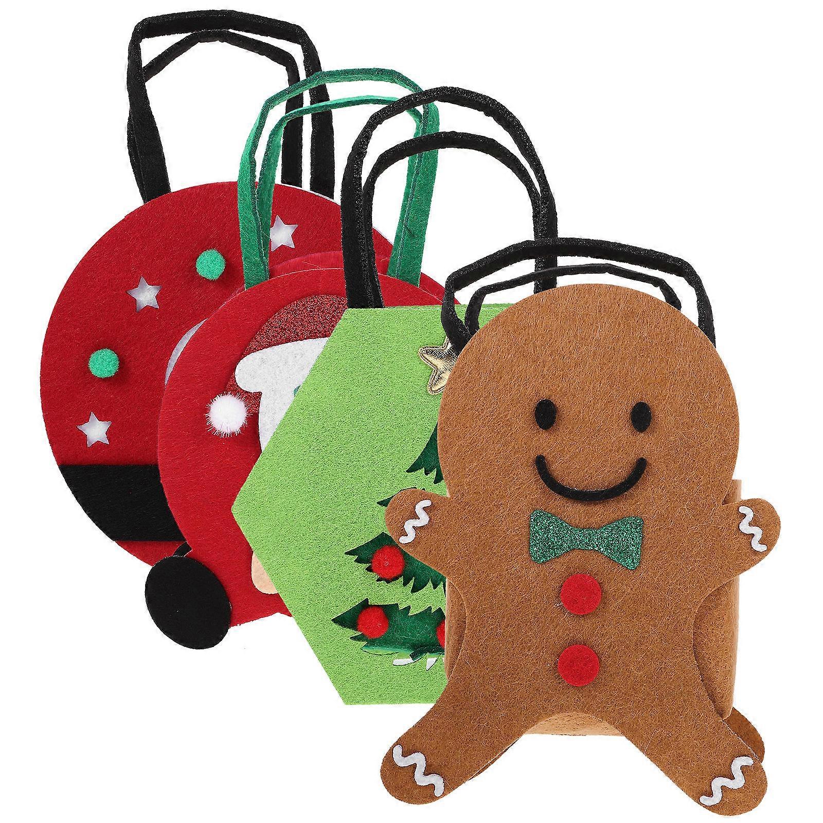 تصميم عيد الميلاد 4 قطع شعر حقائب حمل لتقديم الهدايا وتخزينها بألوان متنوعة بقياس 23.5 × 14.5 سم