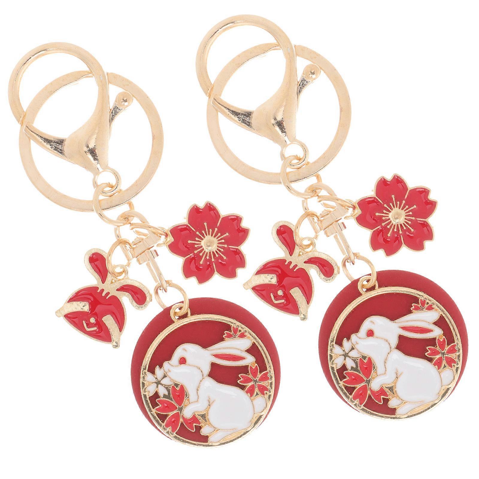 Decorative Rabbit Keychain for Decoration Use 10Pcs Red Metal Key Ring