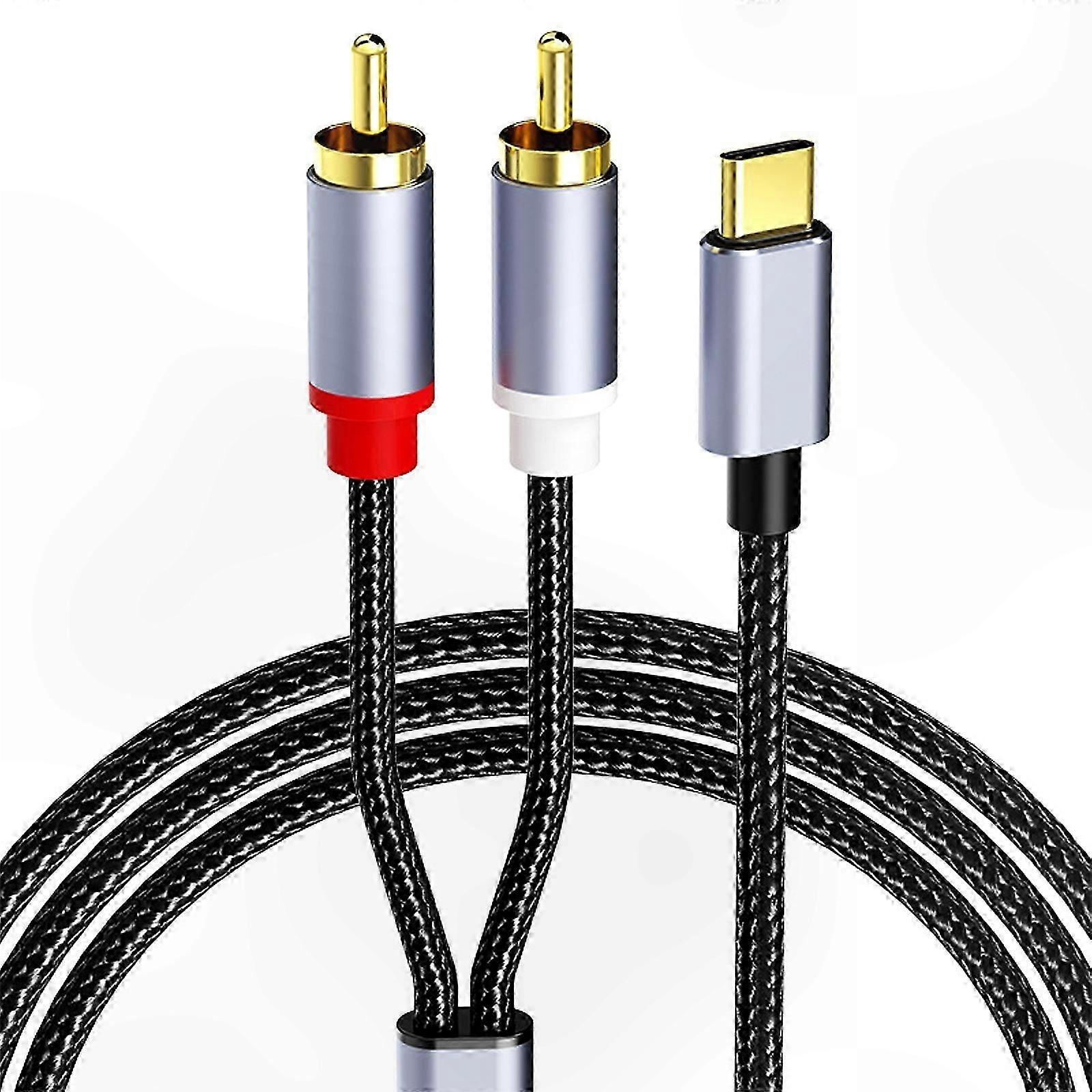 Type-C to 2RCA Gold-Plated o Cable for Amplifiers and Devices