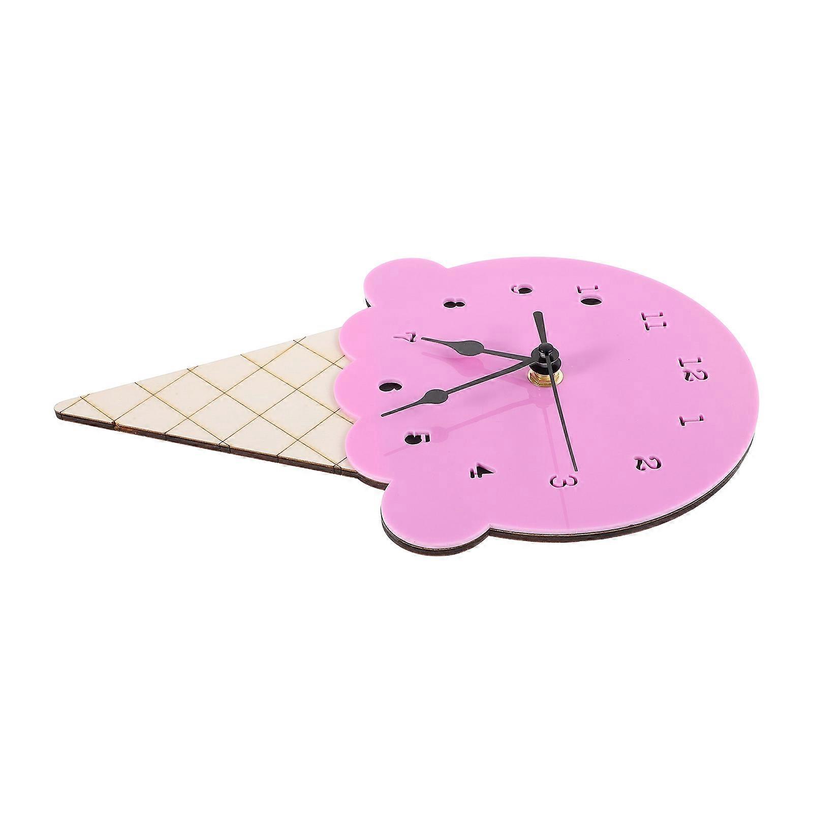 Nordic Style Cartoon Wall Clock Cute Design For Children's Room With Accurate Time Display In Ice Cream Shape 3Pcs