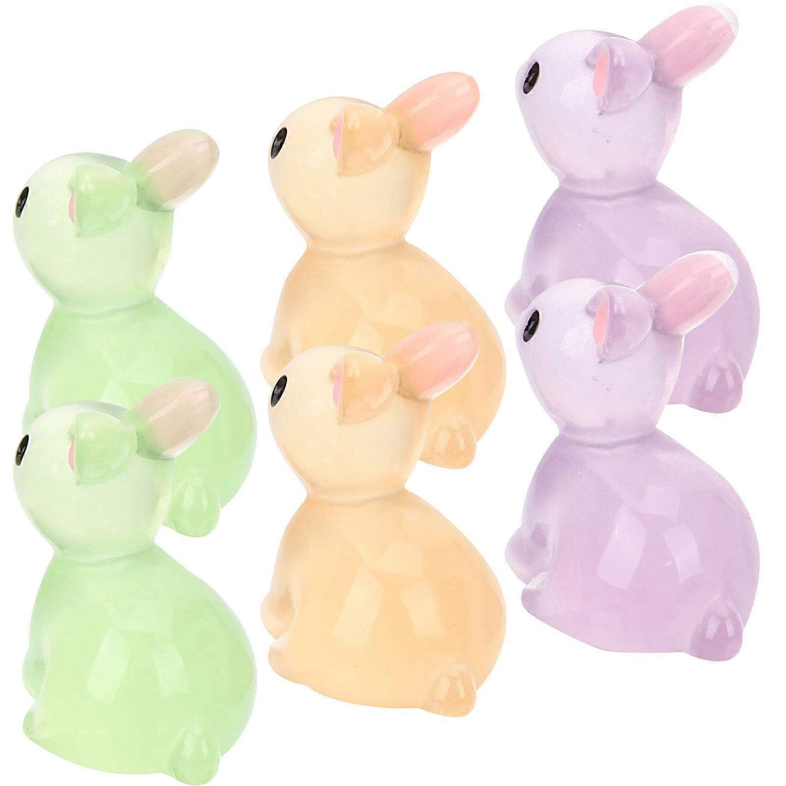 Miniature Rabbit Figurines Glow in The Dark for Decoration 72Pcs Set