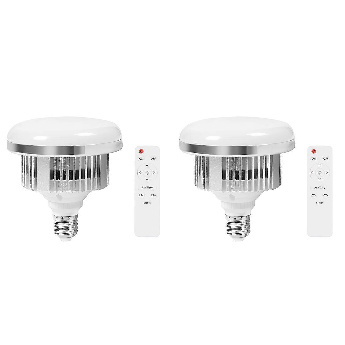 2X 85W LED Photographic Lighting Bulbs E27 Base Lamp with Remote Control Dimmable Daylight Bulb for