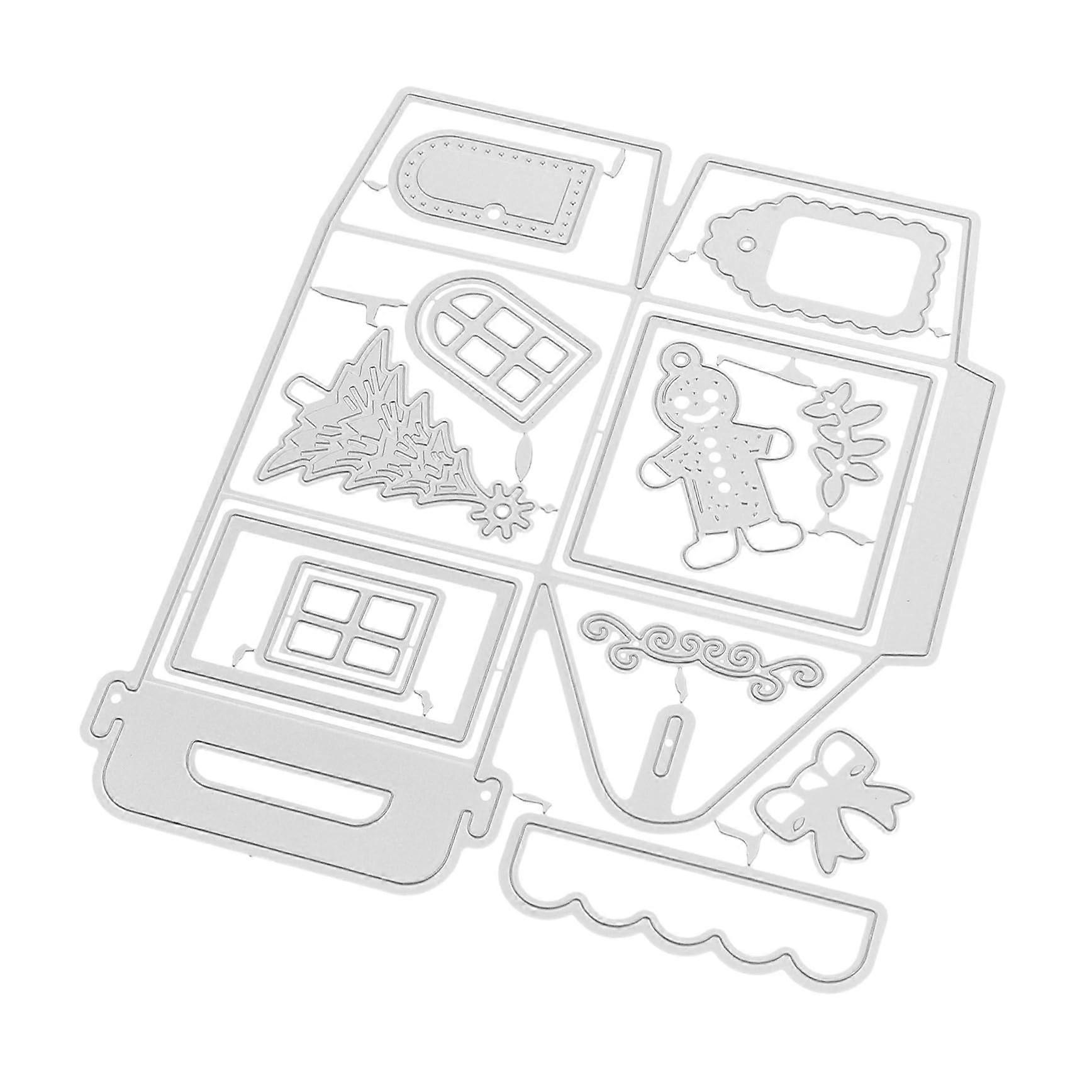 3pcs Metal Cutting Dies Stencil Template for Christmas Card Making, Scrapbooking, and Embossing - Silver Design