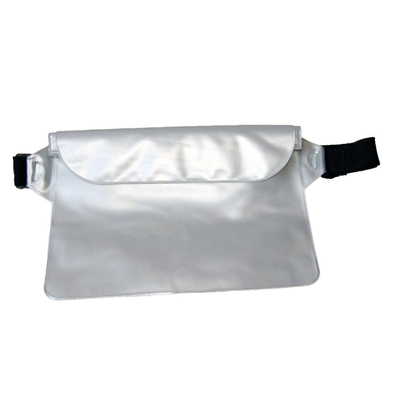 Waterproof Fanny Pack 3-Layer PVC Waist Strap Silver White